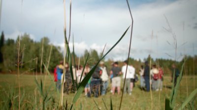 students in field